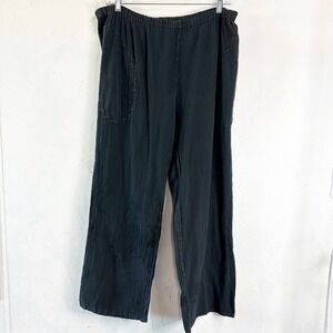 Abaca Cotton Gauze Flowy Wide Leg Flare Pants Boho Beachy Blac Medium Size 2